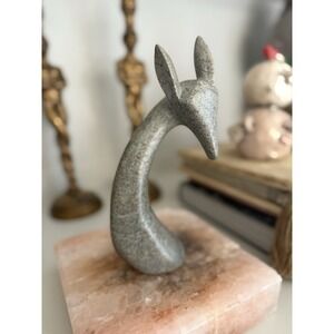 Vintage Hand Carved Stone Giraffe Head Sculpture Modernist Abstract‎ Signed